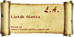 Lipták Aletta névjegykártya